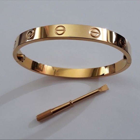 NEW Stainless Steel Screw Cuff Bangle Love Bracelet with Screwdriver in Gold - Picture 9 of 14
